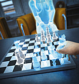 Virtual reality chess game, illustration