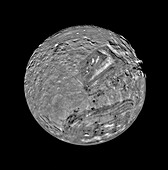 Uranus' moon Miranda, Voyager 2 mosaic image