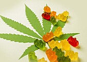 Cannabis infused gummy bears, conceptual image