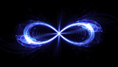Blue glowing infinity sign, abstract illustration