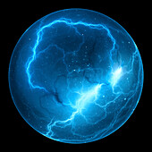 Blue high voltage power ball, conceptual illustration