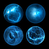 Set of blue glowing power balls, abstract illustration