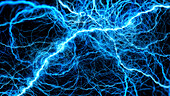 Blue glowing lightning, abstract illustration