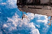 Astronaut Curbeam performing spacewalk