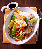 Asian ginger cod with rice noodles