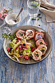 Turkey rolls with salad