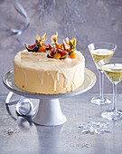 New Year's Eve cake with whiskey and dried fruits