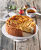 Apple cheesecake with caramel icing
