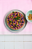 Vegan blueberry tart with brittle