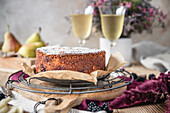 Blackberry and pear cake with almonds