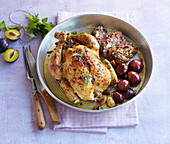 Baked chicken with plum stuffing