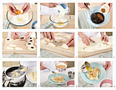 Custard ravioli with damsoncheese - step by step