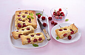 Butter cake with cherries