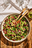 Simple bean salad with green tahini dressing