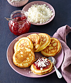 Sourdough pancakes with berry jam
