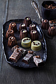 Chocolate pralines with caffee filling