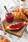 Croissants with red gooseberry jam