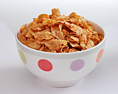 Corn flakes cereal in a bowl