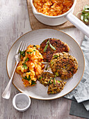 Lentil burger with walnuts and sunflower seed