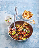 Mexican bean pan with minced meat