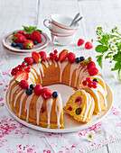 Wreath with fruits and suggar icing