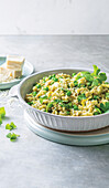Bulked-up pea risotto