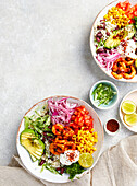 Burrito Bowl mit Chipotle-Garnelen und Gemüse