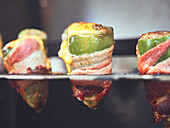 Stuffed jalapeno poppers with bacon and cheese