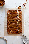 Dulce de leche tart topping with nuts