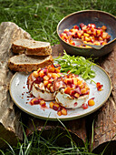 Grilled Hermelin cheese (camembert) with nectarines
