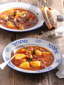 Goulash with sausage and potatoes
