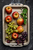 Braeburn apples and grapes
