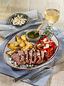 Greek lamb steaks with parsley-thyme oil