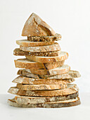 Pile of sliced granary bread