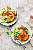 Easy pumpkin risotto with rocket salad