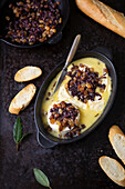 Baked Camembert with sultanas and caramelised onions