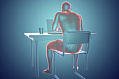 Bad posture whilst using laptop, illustration
