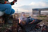 Small fire pit on patio