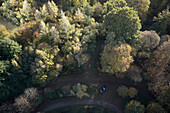 Aerial view idyllic autumn treetops