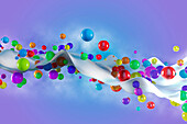 Multicolour balls on wave, illustration