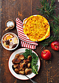 Vegan cooking for Christmas: gratin with saffron, vegetarian meatballs with kale, tofu with ginger and orange