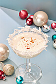 Coconut cocktail with Christmas decorations