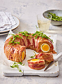 Easter meat loaf (wreath) with boiled eggs