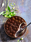Chocolate tiramisu in bowl