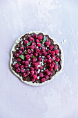 Raspberry pizza with chocolate cream