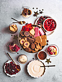 A selection of Christmas biscuits and desserts