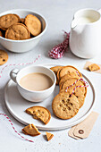 Christmas gingerbread biscuits served with milky tea