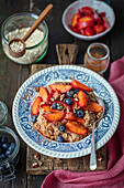 Chocolate oatmeal with fruits