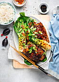 Korean beef ribs with bok choy