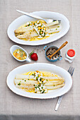 White asparagus with minced eggs